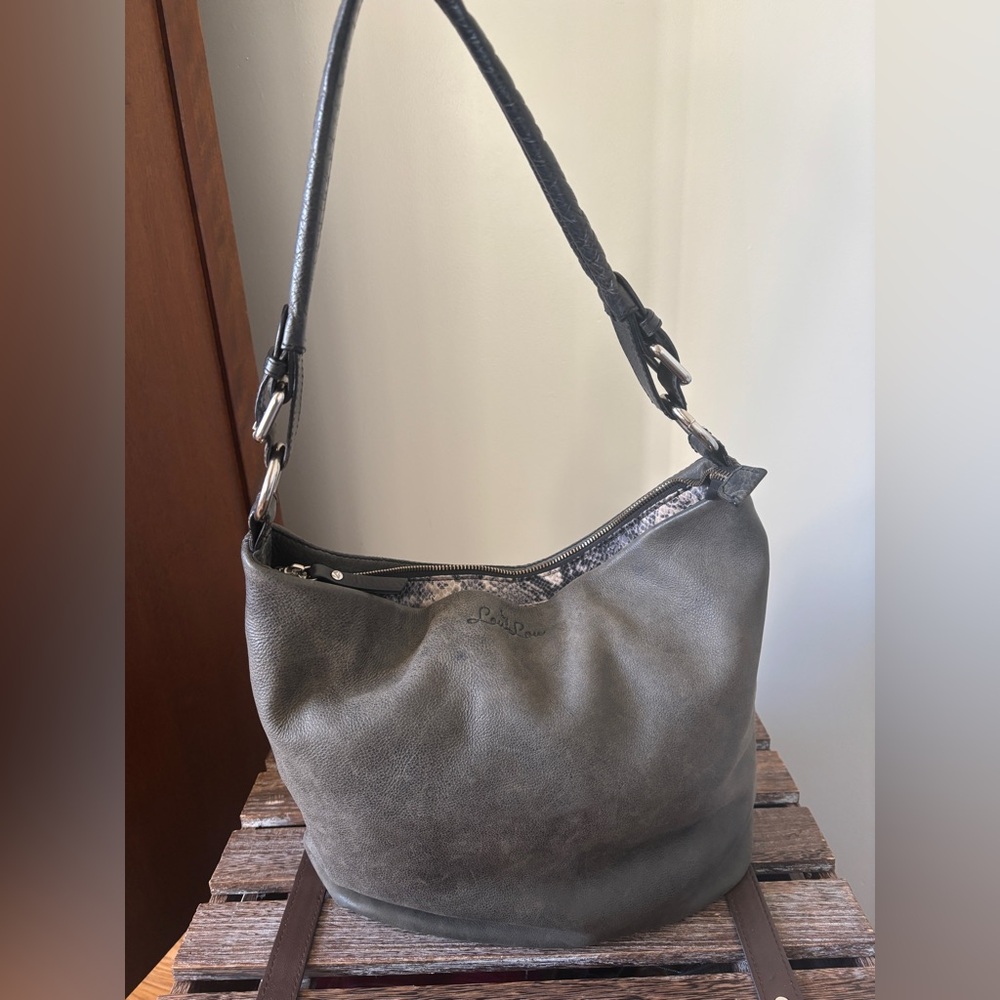 Gray Leather Shoulder Bag( As is )